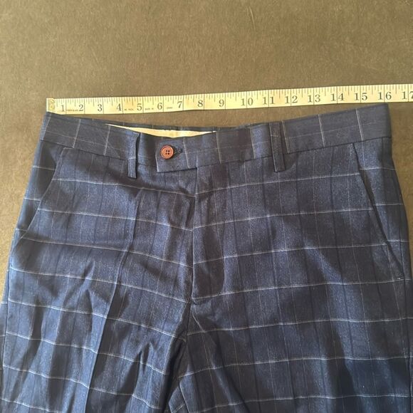 Men’s Blue Plaid 3 Piece Slim Fit Suit Notched Lapel Jacket 34 Pants 32 NEW - Picture 11 of 16